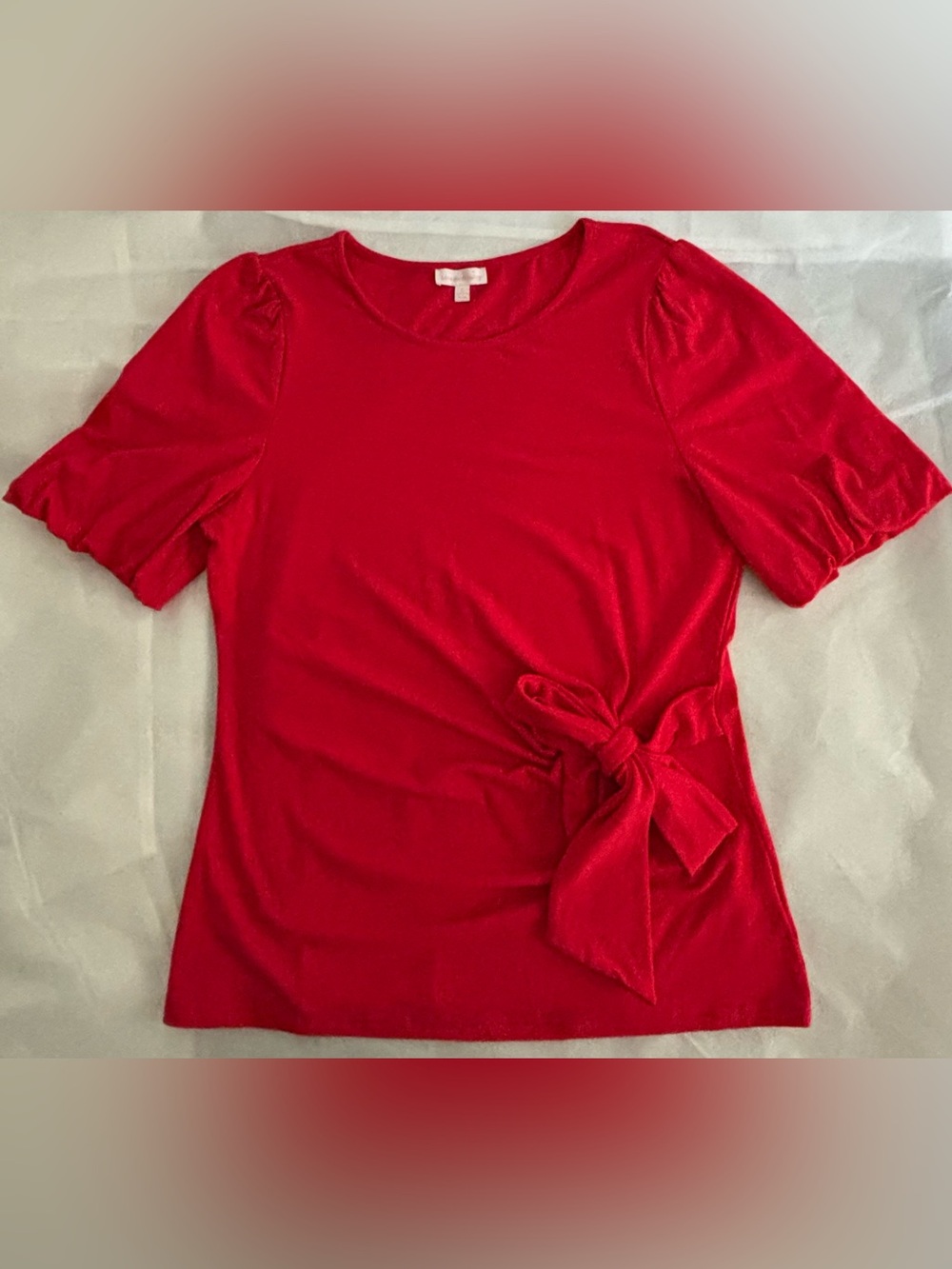Love Wednesday Women’s Red Side-Tie Short Sleeve Top